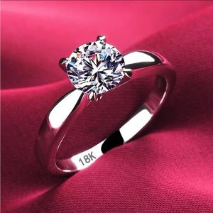 18K WHITE GOLD FILLED DIAMOND ENGAGEMENT RING
